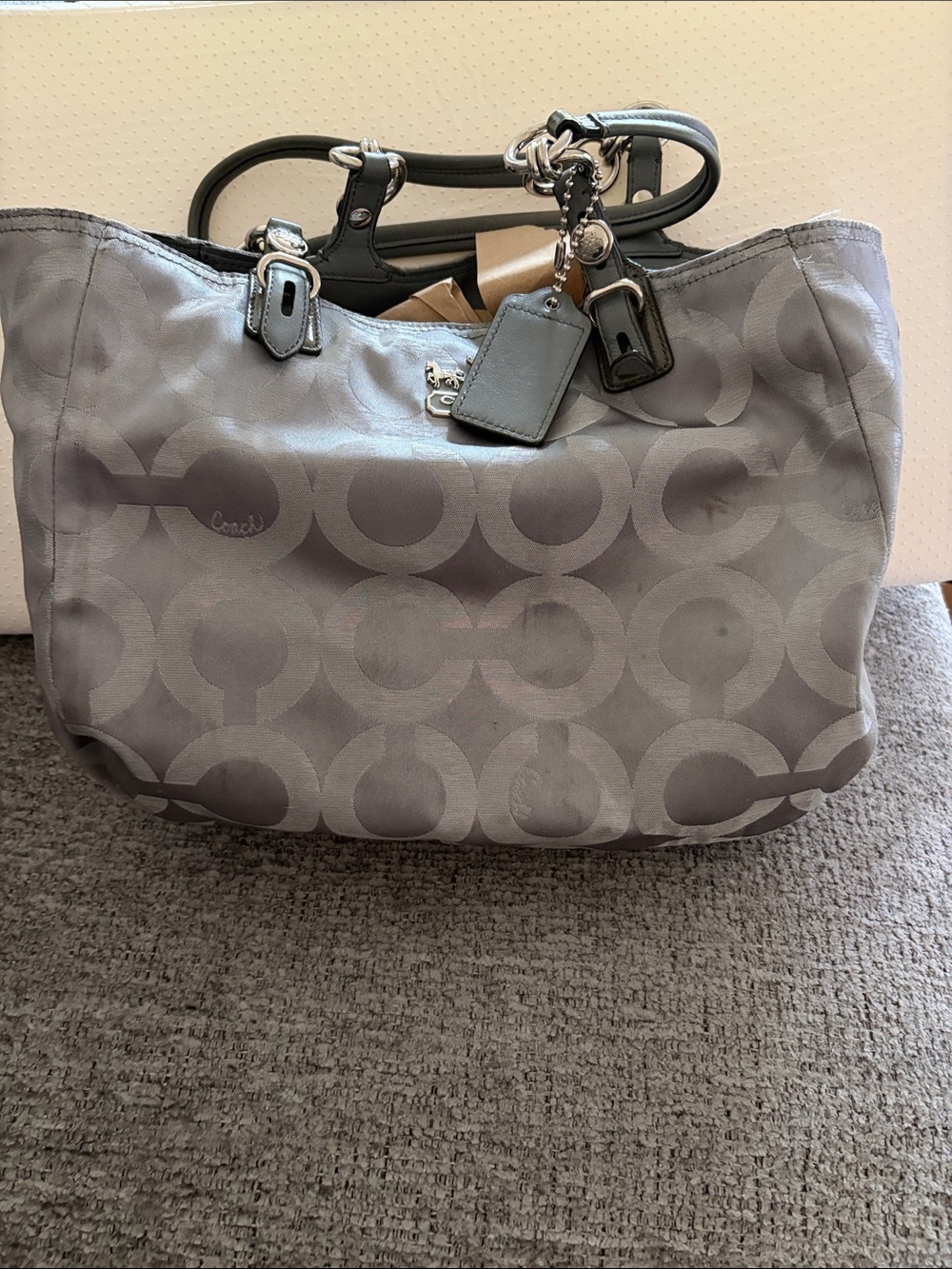 Coach Mia op art silver grey bag